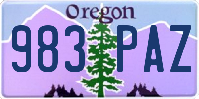 OR license plate 983PAZ