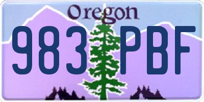OR license plate 983PBF