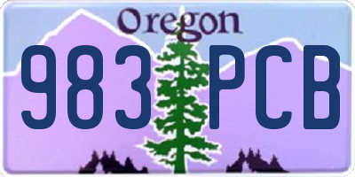 OR license plate 983PCB