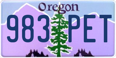 OR license plate 983PET
