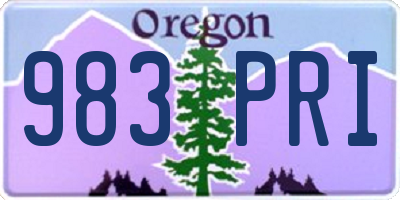OR license plate 983PRI