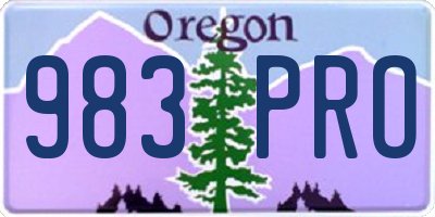 OR license plate 983PRO