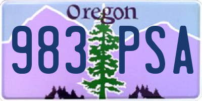 OR license plate 983PSA