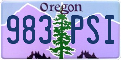 OR license plate 983PSI