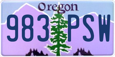 OR license plate 983PSW