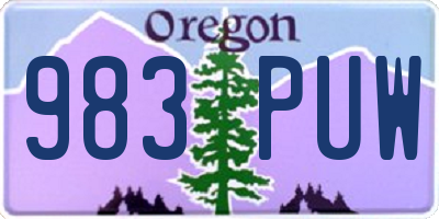 OR license plate 983PUW