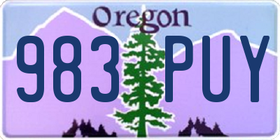 OR license plate 983PUY