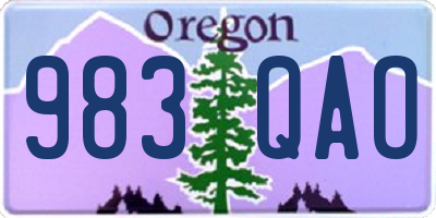 OR license plate 983QAO