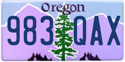 OR license plate 983QAX