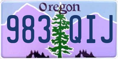 OR license plate 983QIJ
