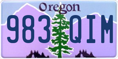 OR license plate 983QIM