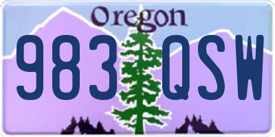 OR license plate 983QSW