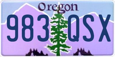 OR license plate 983QSX