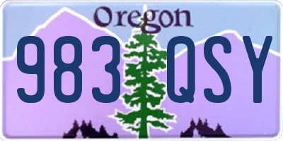 OR license plate 983QSY