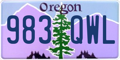 OR license plate 983QWL
