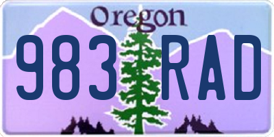 OR license plate 983RAD