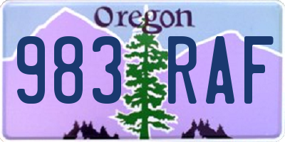 OR license plate 983RAF