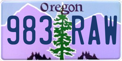 OR license plate 983RAW