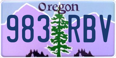 OR license plate 983RBV