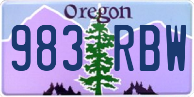 OR license plate 983RBW
