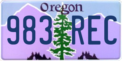 OR license plate 983REC