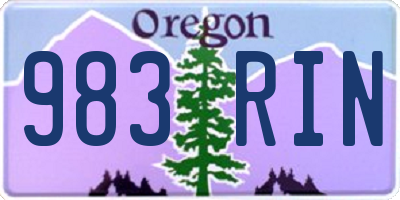 OR license plate 983RIN