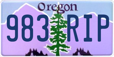 OR license plate 983RIP