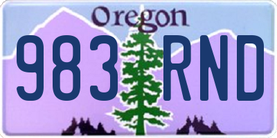 OR license plate 983RND
