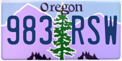 OR license plate 983RSW