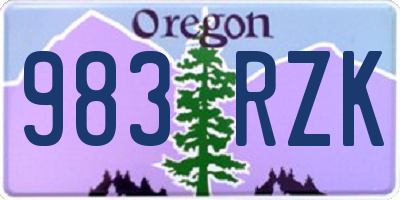 OR license plate 983RZK