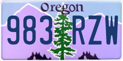 OR license plate 983RZW