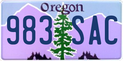 OR license plate 983SAC
