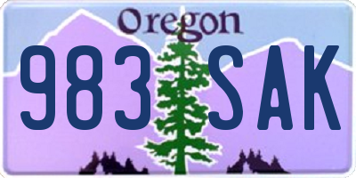 OR license plate 983SAK