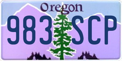 OR license plate 983SCP