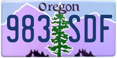 OR license plate 983SDF