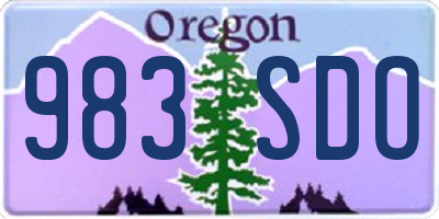 OR license plate 983SDO
