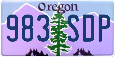 OR license plate 983SDP