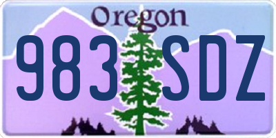 OR license plate 983SDZ