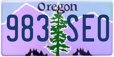 OR license plate 983SEO