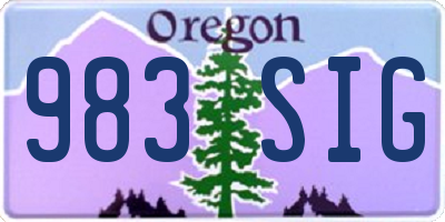 OR license plate 983SIG
