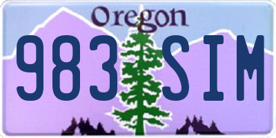 OR license plate 983SIM