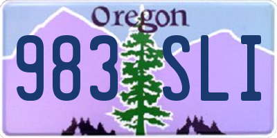 OR license plate 983SLI