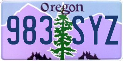 OR license plate 983SYZ