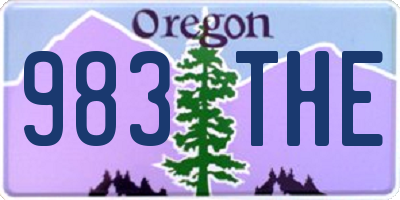 OR license plate 983THE