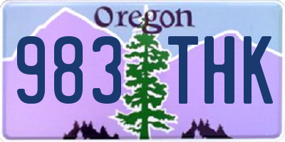 OR license plate 983THK