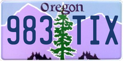 OR license plate 983TIX