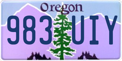 OR license plate 983UIY
