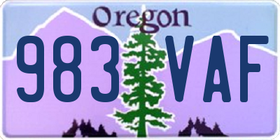 OR license plate 983VAF
