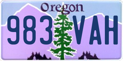 OR license plate 983VAH