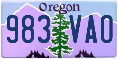 OR license plate 983VAO